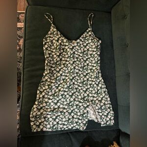 Reformation Marlowe Mini Dress Cilantro Green Adjustable Strap with Slit